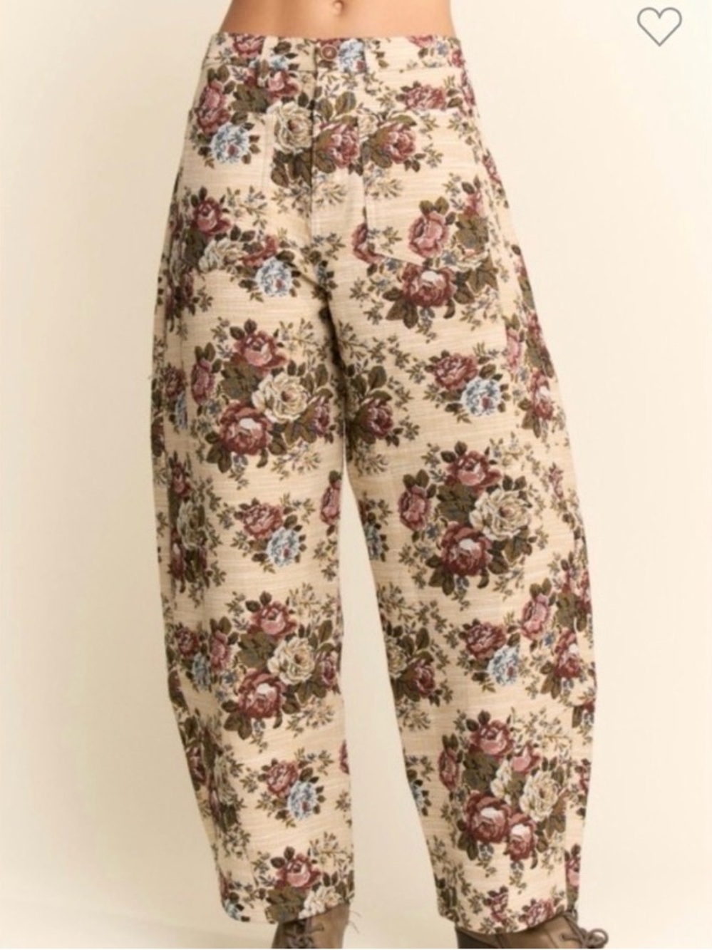 Davi & Dani Floral Tapestry High-Rise Barrel Leg Pants NWT Small